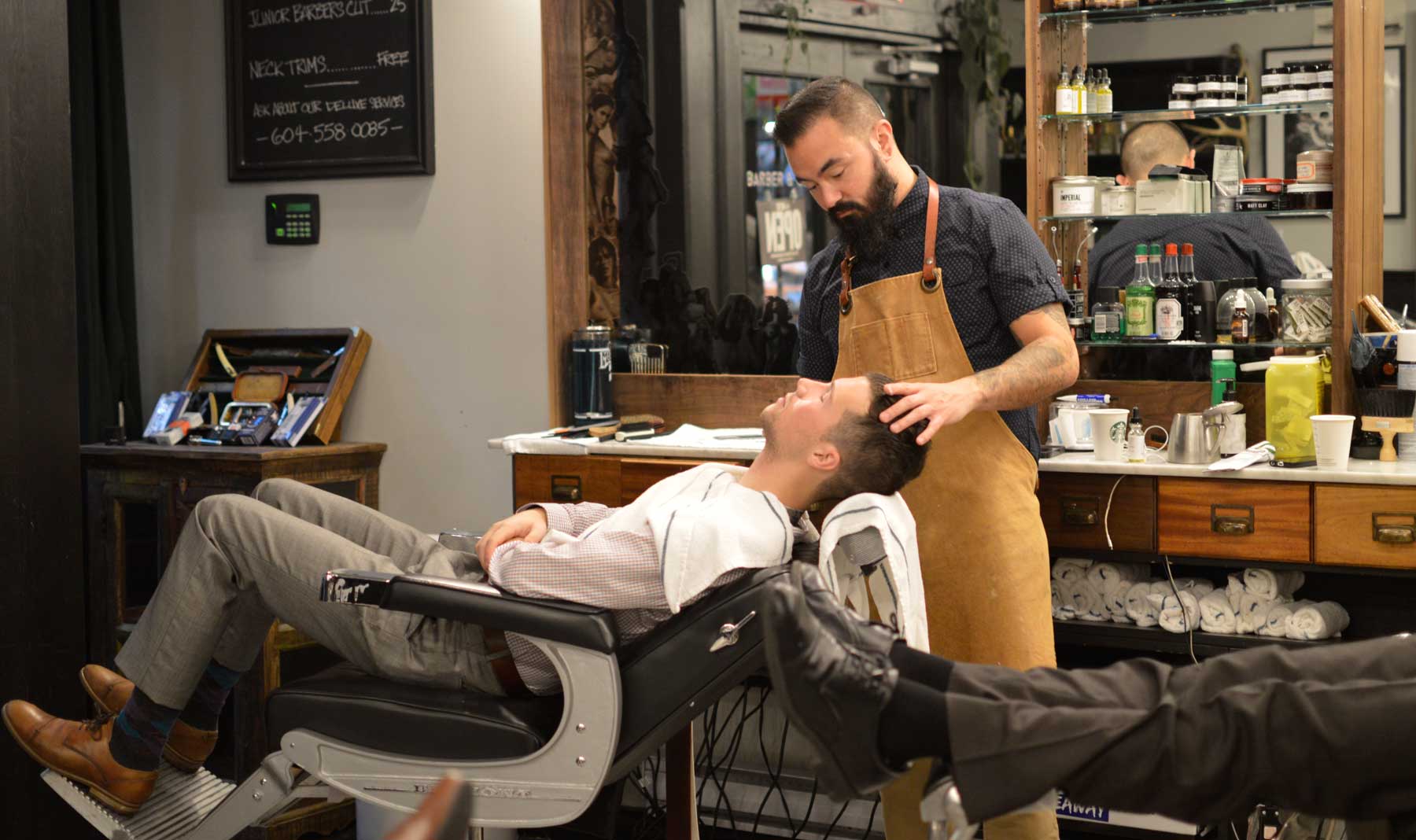 Steve getting a close shave @ Barber & Co., Vancouver, BC