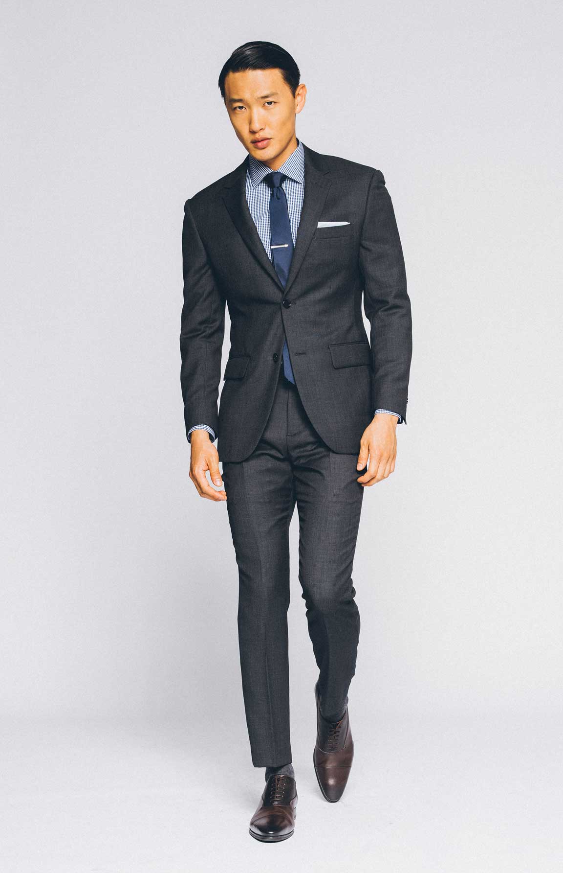 gray interview suit